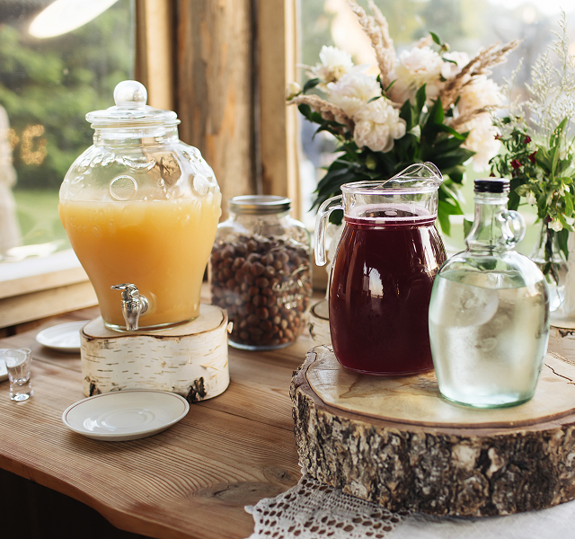 drinks on a table